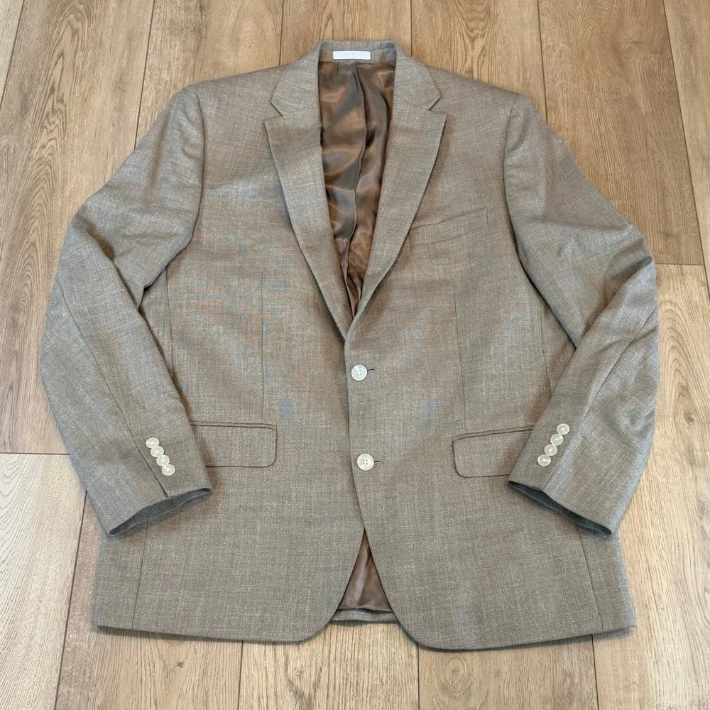 Lauren Ralph Lauren Mens 44L Tan Linen Blend 2 Button Blazer Sport Coat Jacket